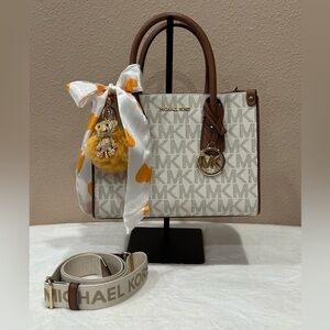 Michael Kors Cream and Brown Satchel